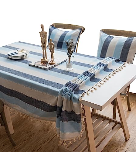 CIEEIN CIEHT Tischdecke Schreibtisch Tischtuch Tischwäsche Couchtisch Küchentischabdeckung Tafeltuch Tassel Blau 140x240CM von CIEEIN CIEHT
