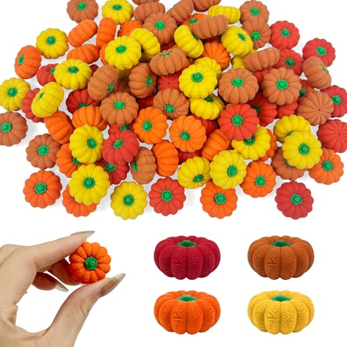 100 Stück Herbst-Kürbis-Radiergummi, weich, für Kinder, Herbst, Halloween, Erntedankfest, Partygeschenke, Klassenzimmer, Belohnungsgeschenk von CIEOVO