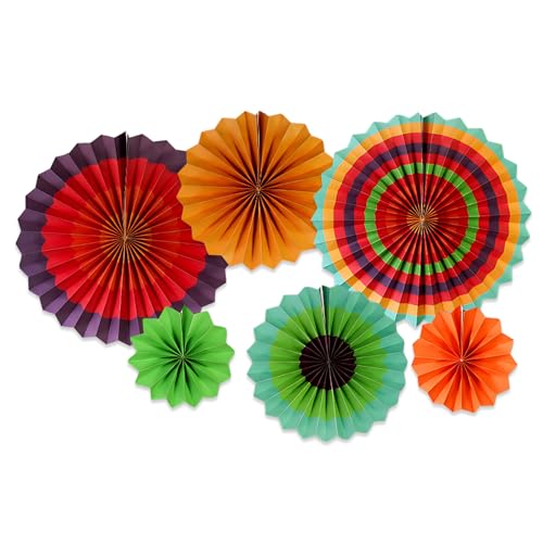 CIGTSICO 6pcs Set Tissue Papier Fächer Dekoration,Hängend Girlande Papierfächer Deko für Party Feier Hochzeit Geburtstag Kombination Geburtstag Party Hochzeit(Orange Green) von CIGTSICO