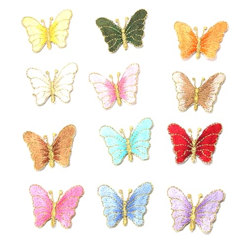 12St Gestickter Schmetterlings-Patch Flicken aufnähen Reize Butterflies patches Clothing patches Schmetterlinge Stickerei Kleidung Applikationen Stickereiflecken Rayon CIMAXIC von CIMAXIC