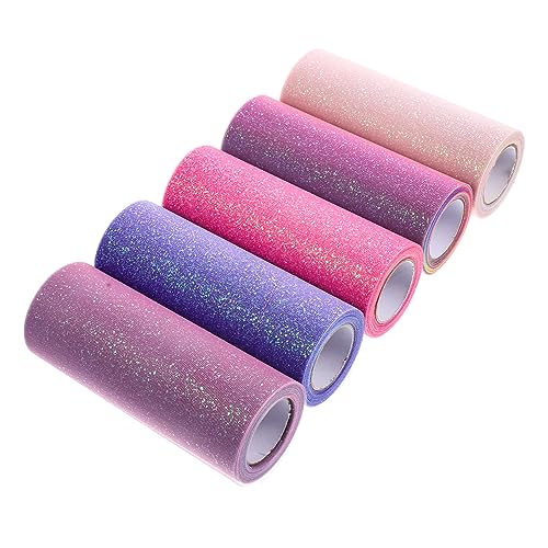 5 Rollen Gradient Mesh Roll Dekorationen Schwämme Glitzer Tüll Spulenband Kleine Pads Ribbon Tulle Neting Stoffnähen Kleid Tüll DIY Tüllband DIY Ribbon CIMAXIC von CIMAXIC