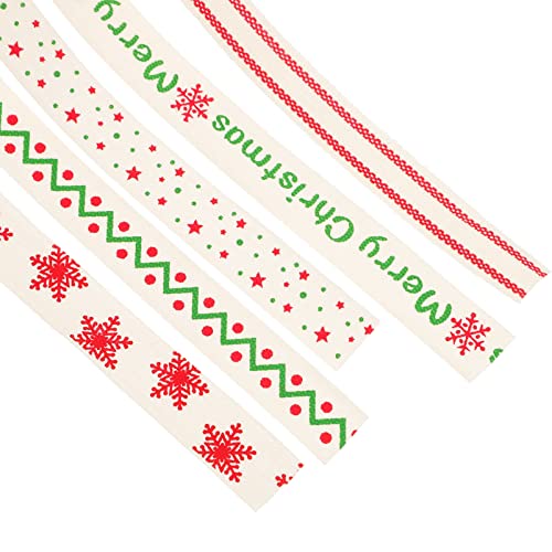 CIMAXIC Weihnachtsbaum Dekoband Weihnachtsdesign 5 Rollen Baumwollband von CIMAXIC