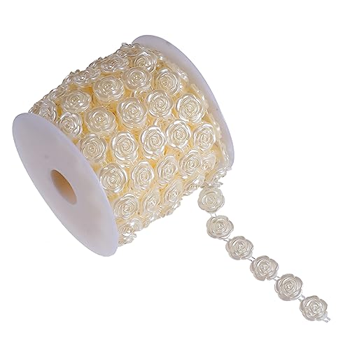 CIMAXIC 1 Rolle Rosenrolle Anordnung Kette künstlich Party Girlande ritual ritals bastelmaterial hochzeitsschmuck charm dekoration perlen Nähhandwerk applizierte Verzierung Plastik Beige von CIMAXIC