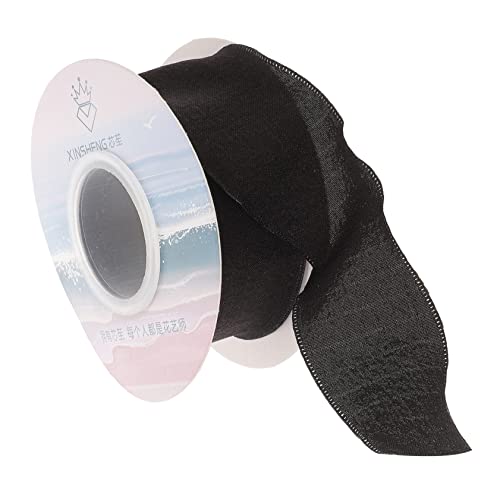 CIMAXIC 1 Rolle Rüschenband aus Spitze Fälschung Bandnadeln in loser Schüttung Bögen ribbon bandfeile bastelset basteln trimmen für Handwerk machen nähen trimmen dekoration Polyester Black von CIMAXIC