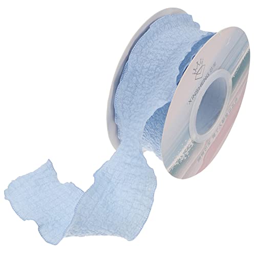 CIMAXIC 1 Rolle Rüschenband aus Spitze ribbon bandfeile ziehschleifenband dekoring Spitzenstoff Band zum Verpacken abriebfester Spitzenbesatz Kleidung Spitzenbesatz Polyester Sky-blue von CIMAXIC