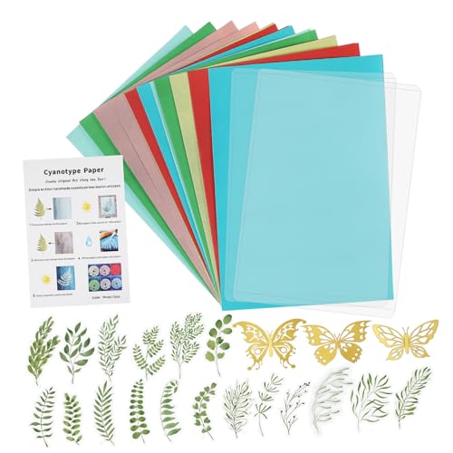 CIMAXIC 1 Satz Cyanotypie süße kleine Büroklammer Kit zur Papierherstellung Gelstempel DIY Druckkit Farbige Druckpapiere traditionelles Malmaterial Sonnendruckset Naturfaser-Papier von CIMAXIC