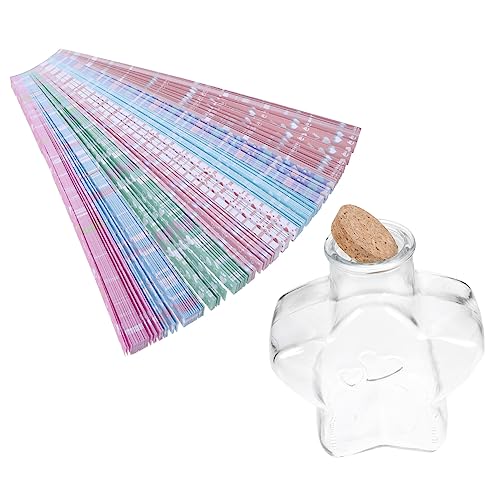 CIMAXIC 1 Satz Flaschenset wünschen Sternenpapierstreifen Lichter batteriebetrieben herzförmiges Glas bastelsets+für+ bastel set für Origami-Papier-Kit Sterne aus Papier Holz von CIMAXIC