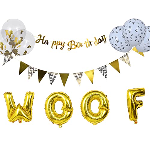 CIMAXIC 1 Set 18Pcs Hund Geburtstagdekorons Luftballons Pup Alles Zum Geburtstag Banner Girlanden Dekorationen Ornament Ballon Party Dekoration Party Emulsion Golden von CIMAXIC