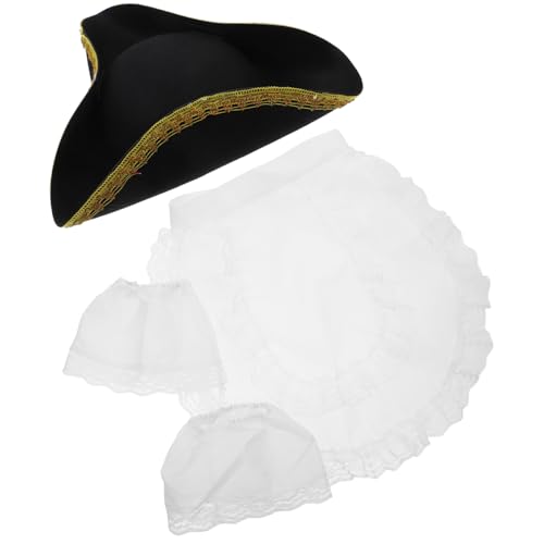 CIMAXIC 1 Set Elegant Tricorn Piratenhut Cosplay Set Stilvolles Zubehör Armmanschette Mann Piratenhut Piratenfrauenhut Piratenhut Für Frauen von CIMAXIC