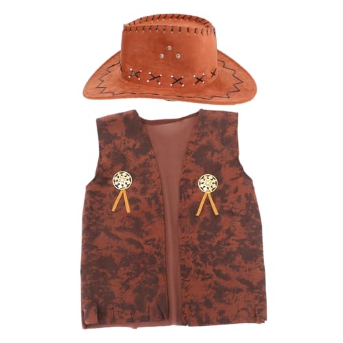 CIMAXIC 1 Set Jeansanzug Herrenbekleidung Cowboykostüm Party Cowboyhüte Für Erwachsene Western Cowboy Partyzubehör Mini Cowboyhüte Cowboy Herrenkostüm Cowboyhut Dekorationstuch von CIMAXIC