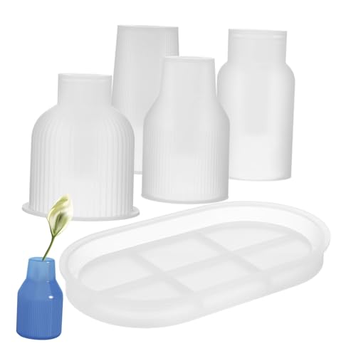 CIMAXIC 1 Set Vasenformen Für Blumenvasen Gießformen Für Blumentöpfe Aus Epoxidharz Mit Tablett Perfekt Für Tischdekoration Und Kreative DIY Projekte von CIMAXIC