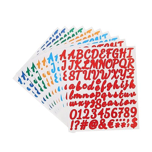 CIMAXIC 10 Blatt Handgeschriebene Schnörkelige Aufkleber Vinyl Etiketten Buchstaben Zahlen Doppelalphabet Aufkleber Großbuchstaben Wandpapier Punktaufkleber Abnehmbares von CIMAXIC