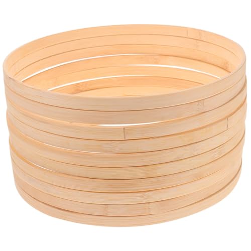 CIMAXIC 10 Stück Bambuskreis seidenband bandfeile schienbeinschoner tape wohnraumdeko ribbon band Perlen -Kit Punch-Nadel-Rahmen Reifen Stickrahmen Zubehör für Beige von CIMAXIC