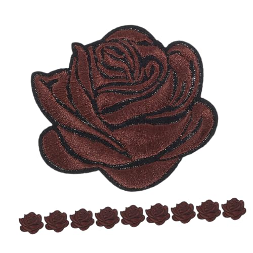 CIMAXIC 10 Stück Bestickte Rosen Aufnäher Blumen Applikation Zum Aufbügeln Oder Aufnähen Für Jacken Jeans T Shirts Rucksäcke Zum Reparieren Und Dekorieren von CIMAXIC