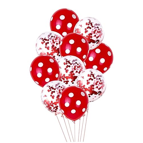 CIMAXIC 10 Stück Glänzende Latex Ballons Mit Punkten Für Festivals Und Feiern 5 Rote Glänzende Ballons Und 5 Rote Punktmuster Ballons Perfekte Deko Für Partys Und Hochzeiten von CIMAXIC