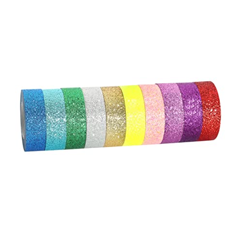 CIMAXIC 10er Set Glitzer Klebeband Bunte Masking Tapes Für Kreative Bastelarbeiten Geschenkverpackungen Und Dekoration Selbstklebendes Papierband Mit Glitzereffekt von CIMAXIC