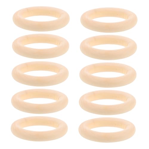 CIMAXIC 10st Bastelring Aus Holz Madera Gestrickte Anhänger Makramee Ringe Holz Diy-ring Makramee-zubehör Makramee-reifen Schichtholzkreis Bastelringe Häkelring Selbstgemachte Ringe Khaki von CIMAXIC