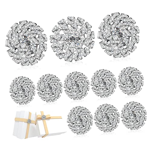 CIMAXIC 12 Stück Strass Verzierungen Glänzende Runde Strass Knöpfe Für DIY Brautstrauß Einladungskarten Und Haar Accessoires Hochzeitsdekoration Bastelbedarf Glitzernde Details Für von CIMAXIC