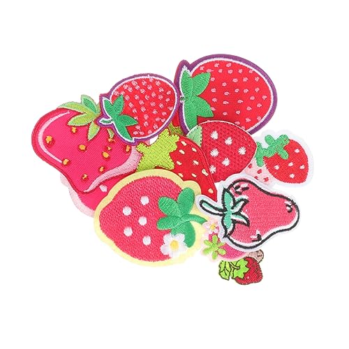 CIMAXIC 12St Erdbeere gestickte Aufnäher Gänseblümchen-Nagelaufkleber Erdbeerballons Erdbeerkissen Kleidung Dekoration Patch Kleidungsstück Patch Erdbeerflecken Polyester-Kleiderflicken von CIMAXIC