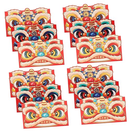 CIMAXIC 12St rotes Paket Glückwunschkarte zum neuen Jahr Party Jahresflagge chinese new year chinesisch neujahr briefumschläge glückliche Geldbeutel Cartoon-Umschläge beschichtetes Papier von CIMAXIC