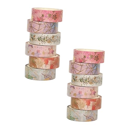 CIMAXIC 12st Bedrucktes Washi Tape Maskierung Flüssig Dekoratives Klebeband Spender Rosa Klebeband Tagebuch-kit Verpackung Zeitschriftenaufkleber Nachfüllung Bodenband Gesichtsband Papier von CIMAXIC