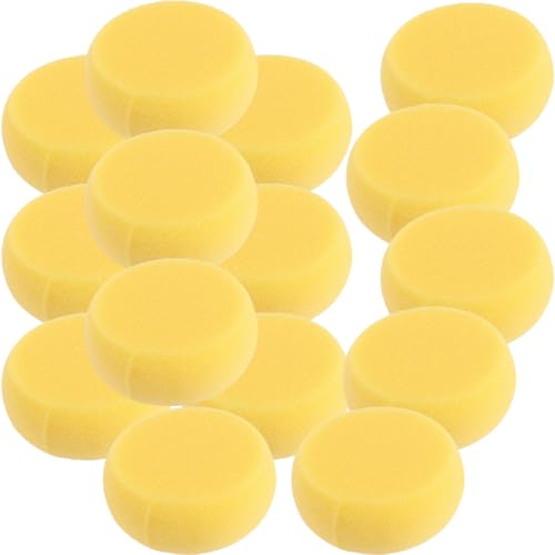 CIMAXIC 15st Gelber Runder Kuchenschwamm Malen Pastelle Glühen Runden Bastelschwamm Schwämme Abwaschbare Farbe Für Palette Make-up-Schwamm Pinsel Kreise Mini Yellow von CIMAXIC