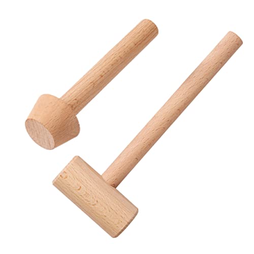 CIMAXIC 2 Stk Eierkuchenform Holzhammer Holzbackwerkzeug Fritteuse Dash Eierkocher Utensil Mallet-Hammer- Küchenpinzette sofortig Holzhämmer Schleifstab handgefertigte Werkzeuge von CIMAXIC