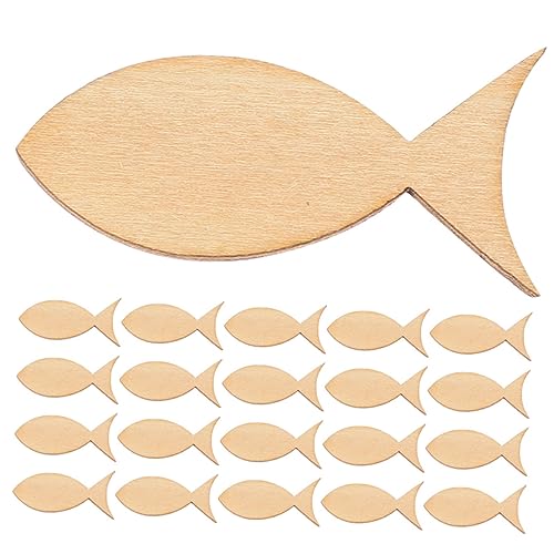 CIMAXIC 200st Tierscheiben Aus Holz Handwerk in Fischform Mini-spielzeugboote Unvollendete Fischausschnitte Fischtankdekor Meeresausschnitte Unfertige Fischscheiben Massiver Fisch Aus Holz von CIMAXIC