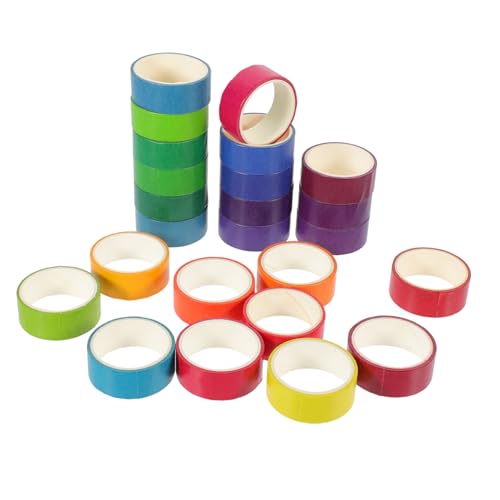 CIMAXIC 24 Rollen Farbiges Washi-tape Verwaschenes Klebeband Bandfarbe Spender Bemaltes Zierband Weißes Klebeband Streifen Ballonband u Streifen Mit Kleber Bandspender Japanisches Papier von CIMAXIC