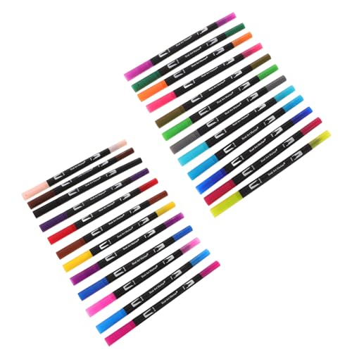 CIMAXIC 24er Set Dual Tip Wasserfarben Stifte Waschbare Filzstifte Für Erwachsene Kunst & Malen Bunte Marker Für Journale Zeichnungen & Kalligraphie Feine Und Breite Spitze von CIMAXIC