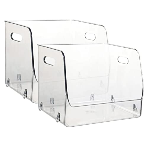 CIMAXIC 2Er-Box transparentes Regal Buch Storage Boxes Behälter mit Deckel Lagerbehälter Würfel Schreibtisch-Organizer für Büroutensilien das Haustier von CIMAXIC