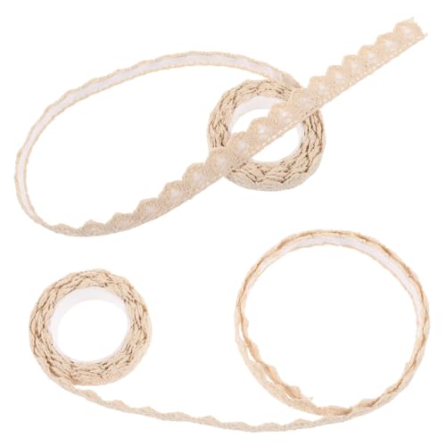 CIMAXIC 2Pcs Klebeband befestigungsband journaling sticker Sticky tape Diary sticker tape Cotton tape Klebstoff Maskierung funkeln Pastell Aufkleber Spitzenbesatzband Spitzenband Beige von CIMAXIC