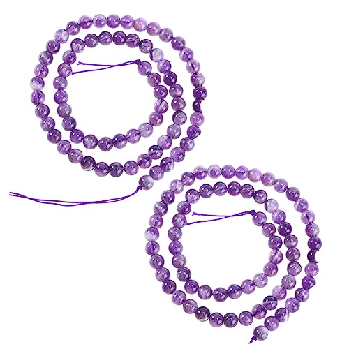 CIMAXIC 2St Amethyst lose Perlen Edelstein Rocailles Heimwerken - Perlen Massenperlen Gemstone beads Amethyst beads Purple beads Traumperlen Perlen zur Schmuckherstellung Violett von CIMAXIC