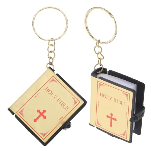 CIMAXIC 2St Schlüsselanhänger Ringe Bibel hängende Dekoration Bibel-Charms Taschenbibel Die christliche schlusselanhanger Bibelgeschenk Rucksackverzierungen Zinklegierung Golden von CIMAXIC