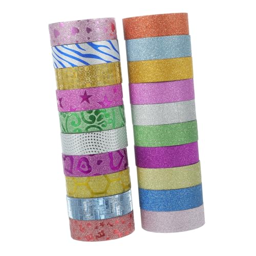 CIMAXIC 30 Stück Buntes Washi Tape Set Glitzernde Dekorative Klebebänder Zufälligen Stilen Für Scrapbooking Journaling Kinderhandwerk Und Ästhetische DIY Projekte Blumen Aquarell von CIMAXIC