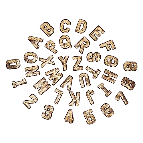 CIMAXIC 36st Buchstaben Bügel Aufkleber Silberne Buchstabenaufkleber Gestickte Aufnäher Glitter-alphabet-applikationen Handwerk Patches Alphabet-poster Flecken Light Brown Pailletten von CIMAXIC