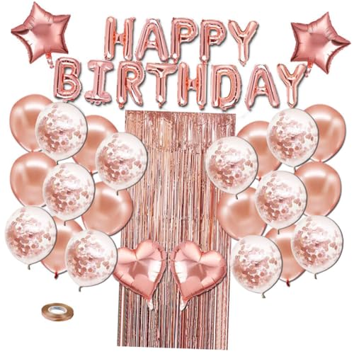 CIMAXIC Feier Quaste Vorhang Ballon Banner Set alles zum Geburtstag Rose Gold Thema von CIMAXIC