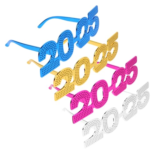 CIMAXIC 4 Stück 2025 Brille 2024 Brille Brillen-Requisiten für die Neujahrsparty Frohes neues Jahr Sonnenbrille Neujahrsparty-Brillen Neujahrsbrille Partygeschenke für das neue Jahr Stk von CIMAXIC