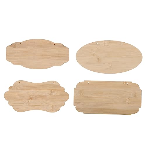 CIMAXIC 4 Stück Bambus-Holz-Leeranhänger zum Aufhängen Gravurrohlinge Planke Leerzeichen Holzschilder für Heimdekoration Holzschilder für Cafés unfertige Holzplage hängende Holztafel von CIMAXIC