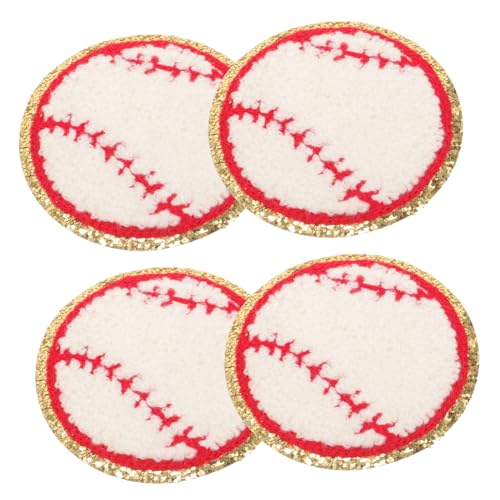 CIMAXIC 4 Stück Baseball-Bügeltuch-Aufnäher Flicken für Kleidung Patches nähen Paillette wohnungseinrichtung wohnungsdeko kompakte Hutaufnäher selbstklebende Mantelpflaster Polyesterfaden von CIMAXIC