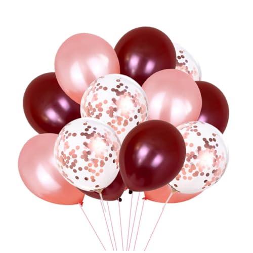 CIMAXIC 50 Stück 12 Zoll Luftballons Set Weinrot Roségold Und Roségold Konfetti Für Hochzeit Geburtstag Und Party Dekoration Hochwertige Latexballons Für Festliche Anlässe von CIMAXIC