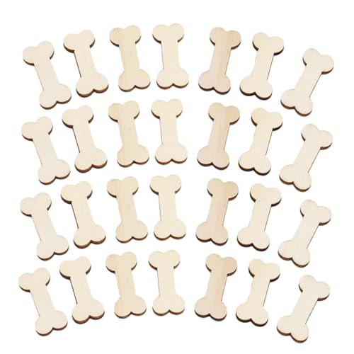 CIMAXIC 50 Stück Holzknochen Hund Weihnachtsschmuck Dekoration Mini Ornamente Niedliche Knochen Dekorativer Ausschnitt Holzausschnitt Kuh Wanddekoration Schreibtischdekoration von CIMAXIC