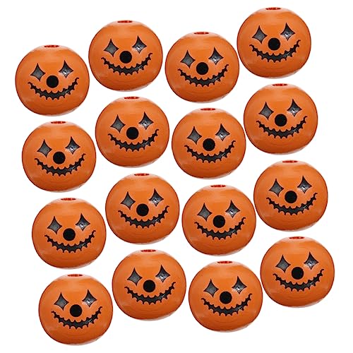 CIMAXIC 50 Stück Holzperlen Ecke Dekorationen Halloween-glühen Halloween-kürbiseimer Trimmen Mini Runder Kürbiseimer Hängender Eimer Im Halloween-stil Quaste Halloween Eimer Orange Hölzern von CIMAXIC