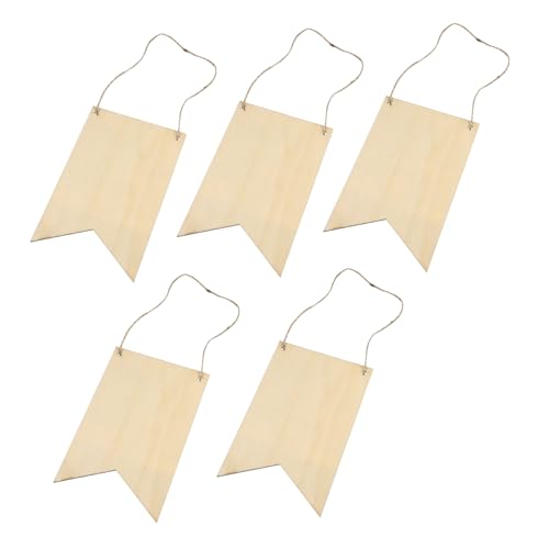 CIMAXIC 5St Hangtag aus Holz Schild für Haustür Plaketten leere Untersetzer zum Basteln Aufhänger Hochzeit Zeichen hängend holzdekor Holzornamente Holztafel bemalen leere Holzplage hölzern von CIMAXIC