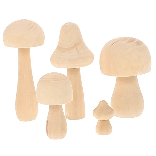 CIMAXIC 5St Pilz selber machen spielsachen kinderknallzeug daimaint paiting bescherung malerstaffelei Korb Pilze Mini-Pilz aus Holz Holzpilz dekorativer Pilz aus Holz hölzern von CIMAXIC