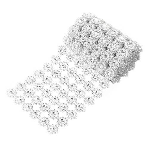 CIMAXIC 6 Reihiges Sonnenblumen PVC Geflecht Mit Dekorativem Rhinestone Vielseitiges Bastelmaterial Für Kleidung Und Kreative Dekoideen Silberfarben 6 Reihen 2 Yards Pro von CIMAXIC