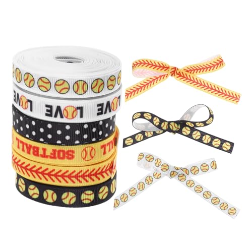 CIMAXIC 6 Rollen Baseballband Bänder Geschenkband Baseball Sportband Baseball Deko Baseballballband Cheerleader Spirit Band Band Baseball Partyband Polyester von CIMAXIC