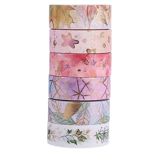 CIMAXIC 6 Rollen Washi Tape Aufkleber Klebeband Zum Verpacken Dekorationsband Weißer Klebebandspender Farbmarker Bastelbedarf Poster Scrapbook Pastellband Farbband von CIMAXIC