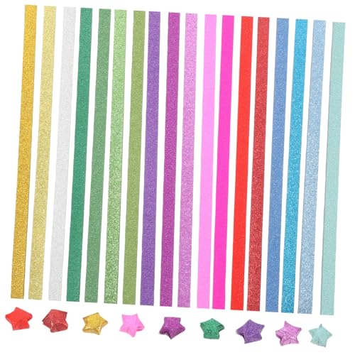 CIMAXIC 720 Blatt Glitzerstern-origami Glitzer-origami-sternpapier Streifen Aus Papiersternen Origami-papier Gemustert Glücksstern-papierstreifen Quilling-papier Sternstreifen Aus Papier von CIMAXIC