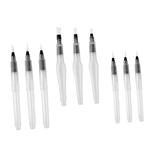 CIMAXIC 9 Teiliges Aquarell Pinsel Set Wasserlösliche Farb Pinsel Für Handmalerei Bestehend Aus 3 Ovalen Flachen Pinsel 155mm 3 Spitzen Pinsel Mit Kappen 190mm Und 3 Spitzen Pinsel von CIMAXIC